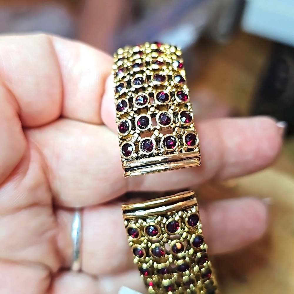 Miriam Haskell Ruby Rhinestone Bracelet - image 6